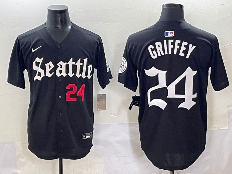 Men 2025 Seattle Mariners #24 Griffey Black Five generations Joint Name Nike MLB Jersey style 6->seattle mariners->MLB Jersey